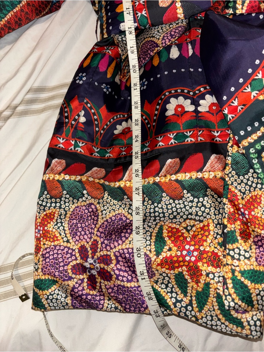 Farm Rio Printed Kimono Puffer Jacket L Boho Maximalist Quilted Statement - Picture 5 of 6